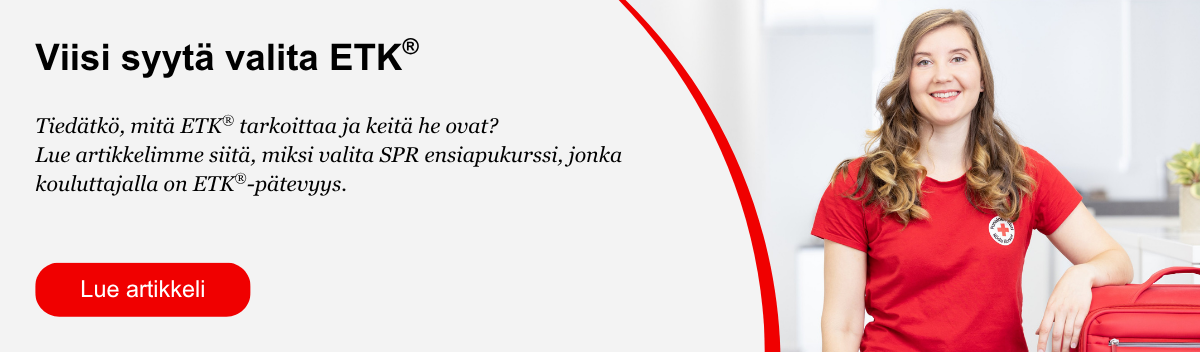 Banneri, josta klikkaamalla pääsee lukemaan artikkelin nimeltä Viisi syytä valita ETK.